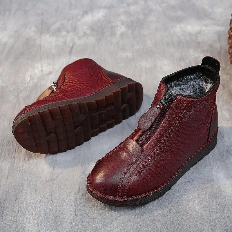 滑り止めの合成皮革ブーツ:日常のエレガンスと安全性